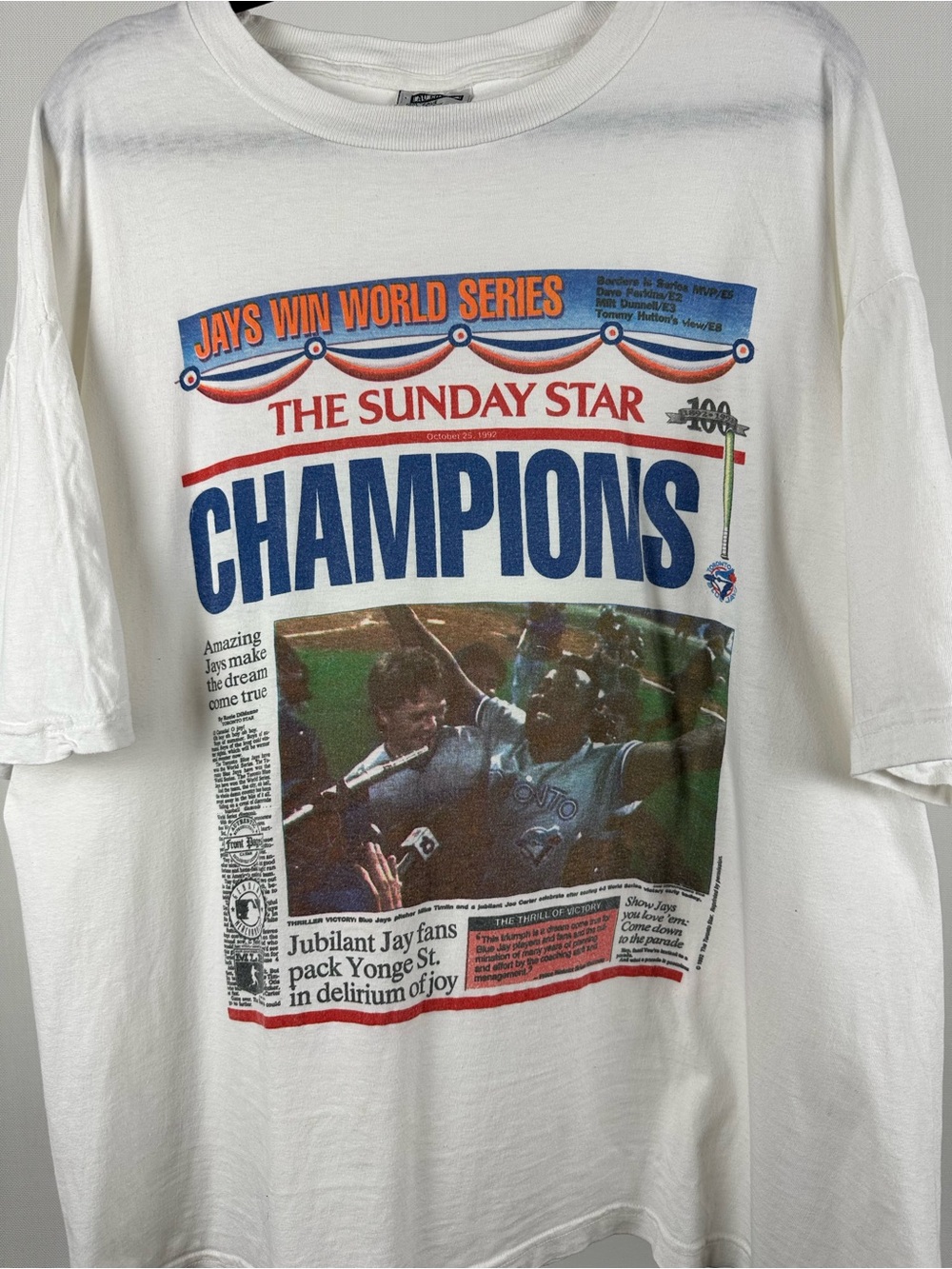 Vintage 1992 Toronto Blue Jays World Series Champions Sunday Star T-shirt - Picture 3 of 9